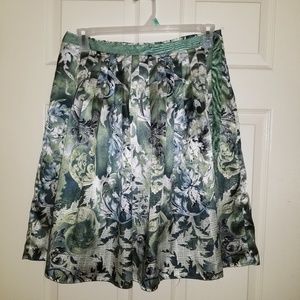 Worthington Green tie waist flora skirt